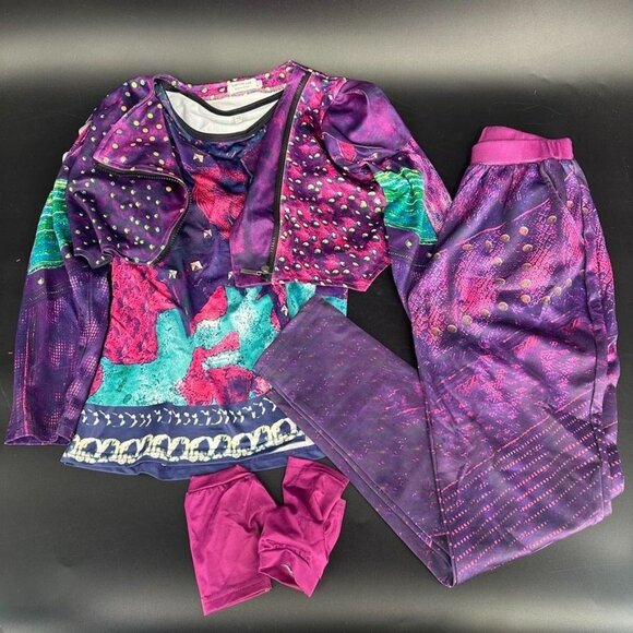 Descendants Mal Costume for Girls 12y Printed Jumpsuit Fancy Party Dress Up Larg - Picture 2 of 3